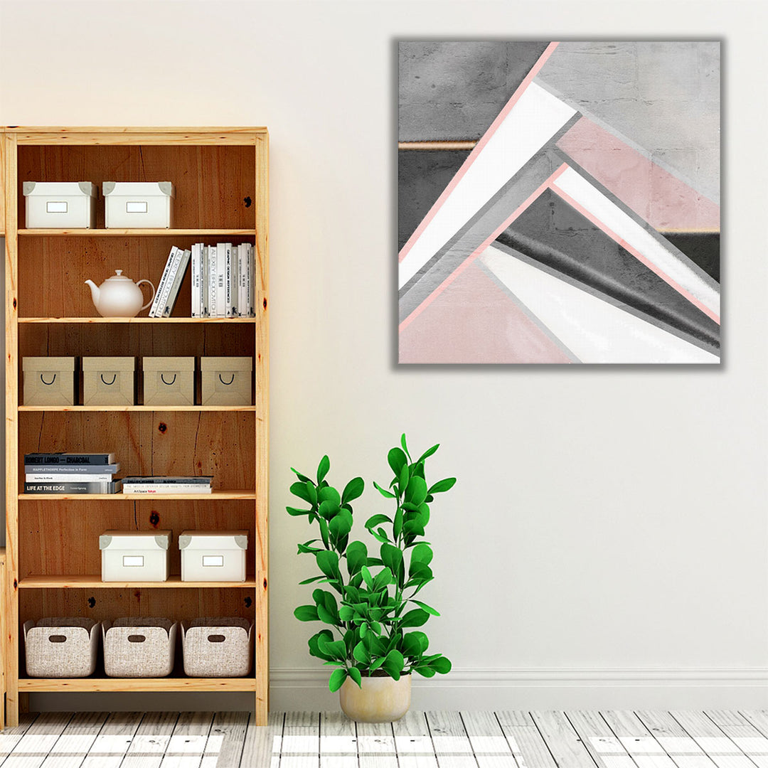 Living Room Abstract Art – neutral geometric canvas in soft hues
