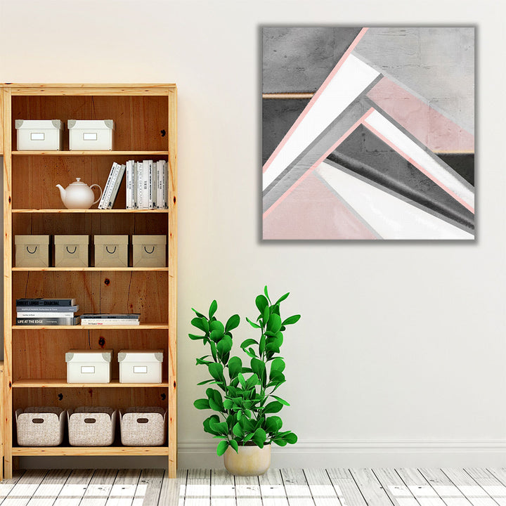 Living Room Abstract Art – neutral geometric canvas in soft hues