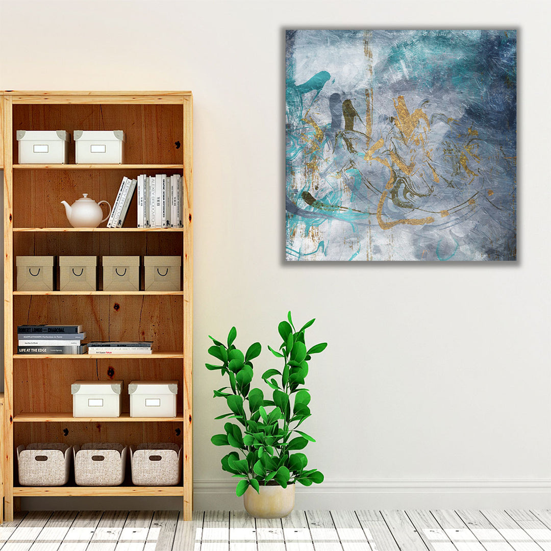white framed canvas blue coastal art