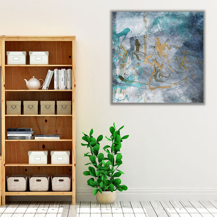 white framed canvas blue coastal art