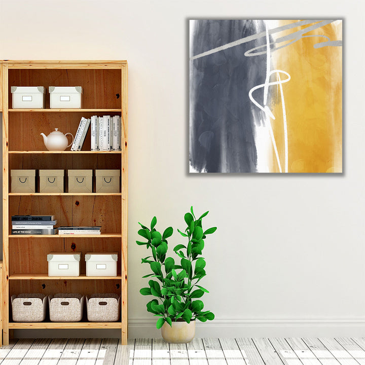 Wrapped canvas yellow gray modern design