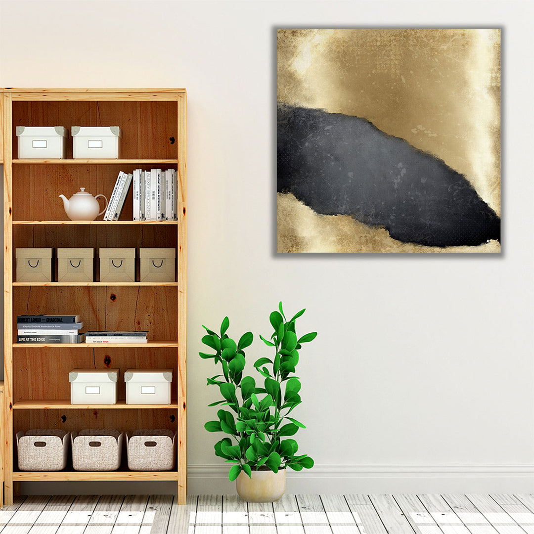 gold framed canvas sleek hallway accent