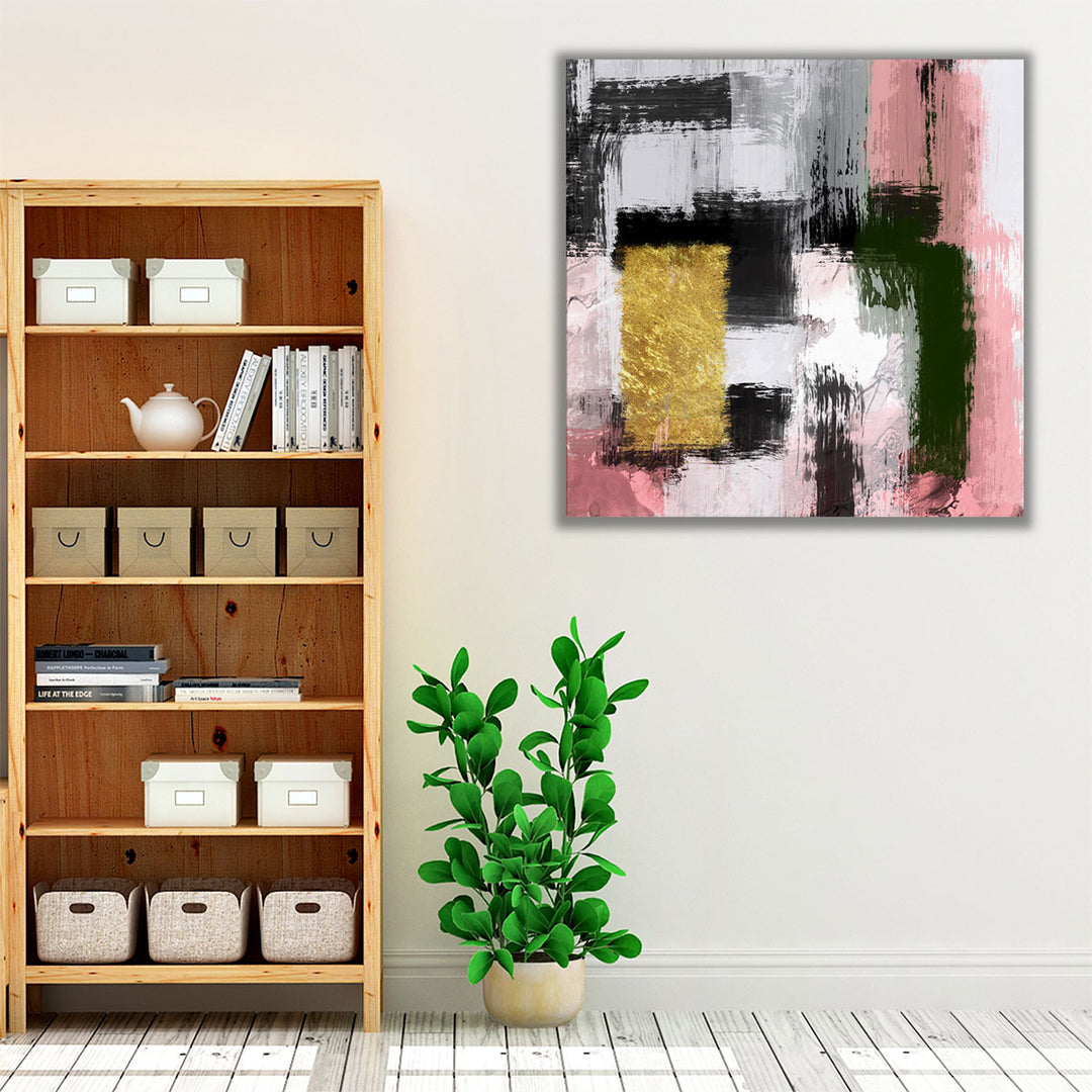 Framed watercolor pink modern living room art