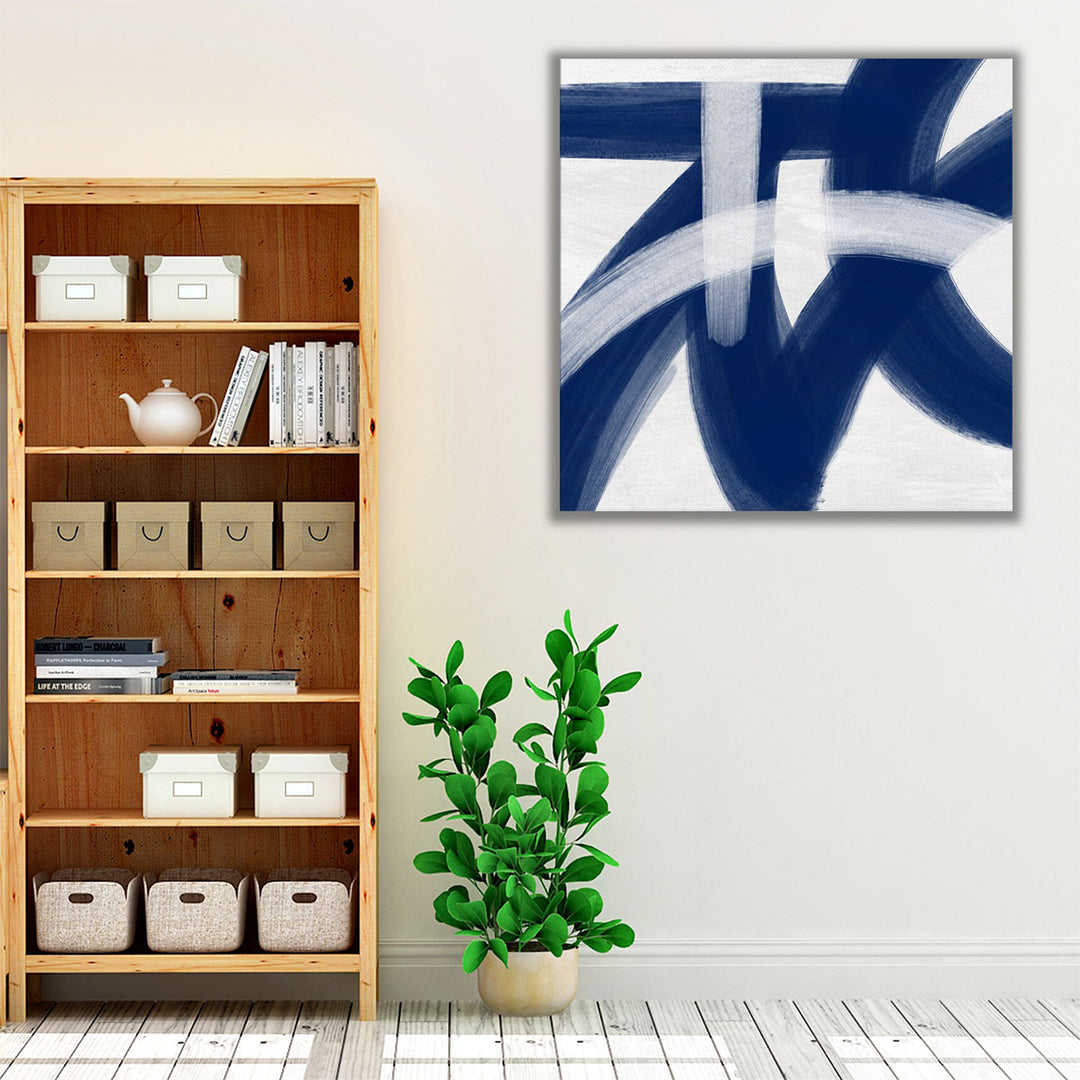 Blue white indigo office wall decor