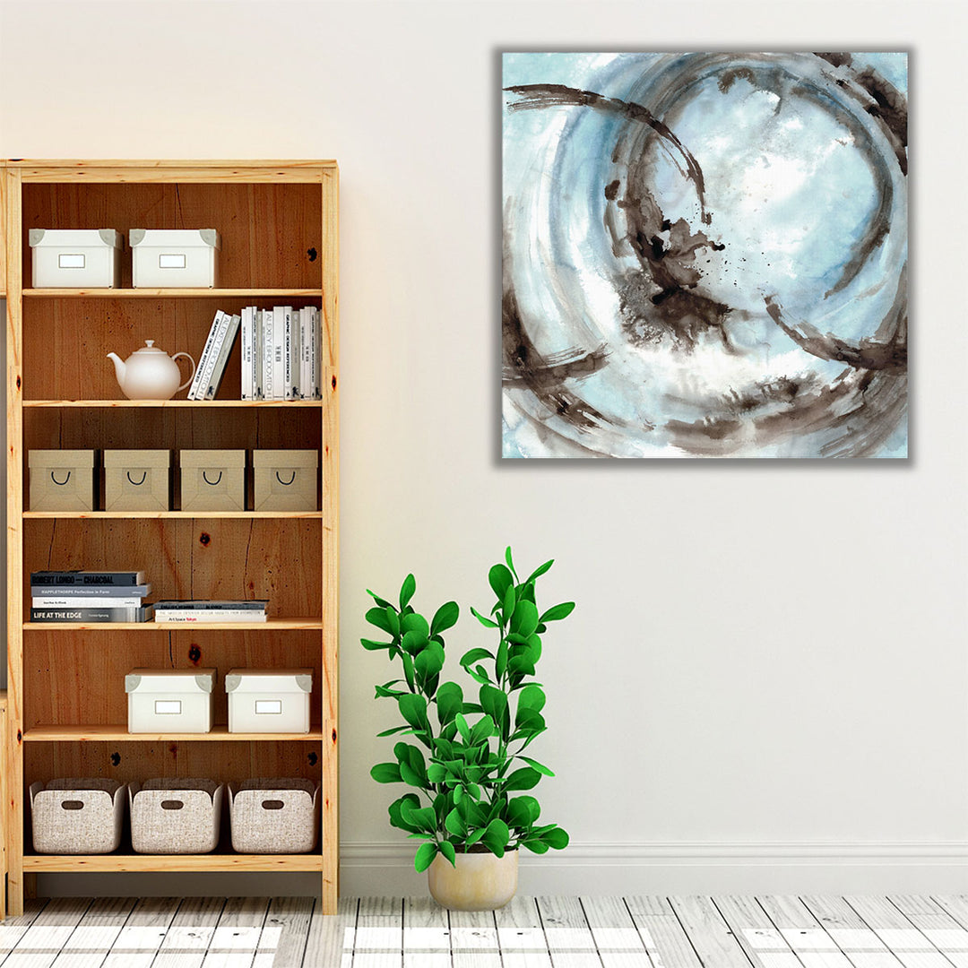 modern blue and brown abstract print