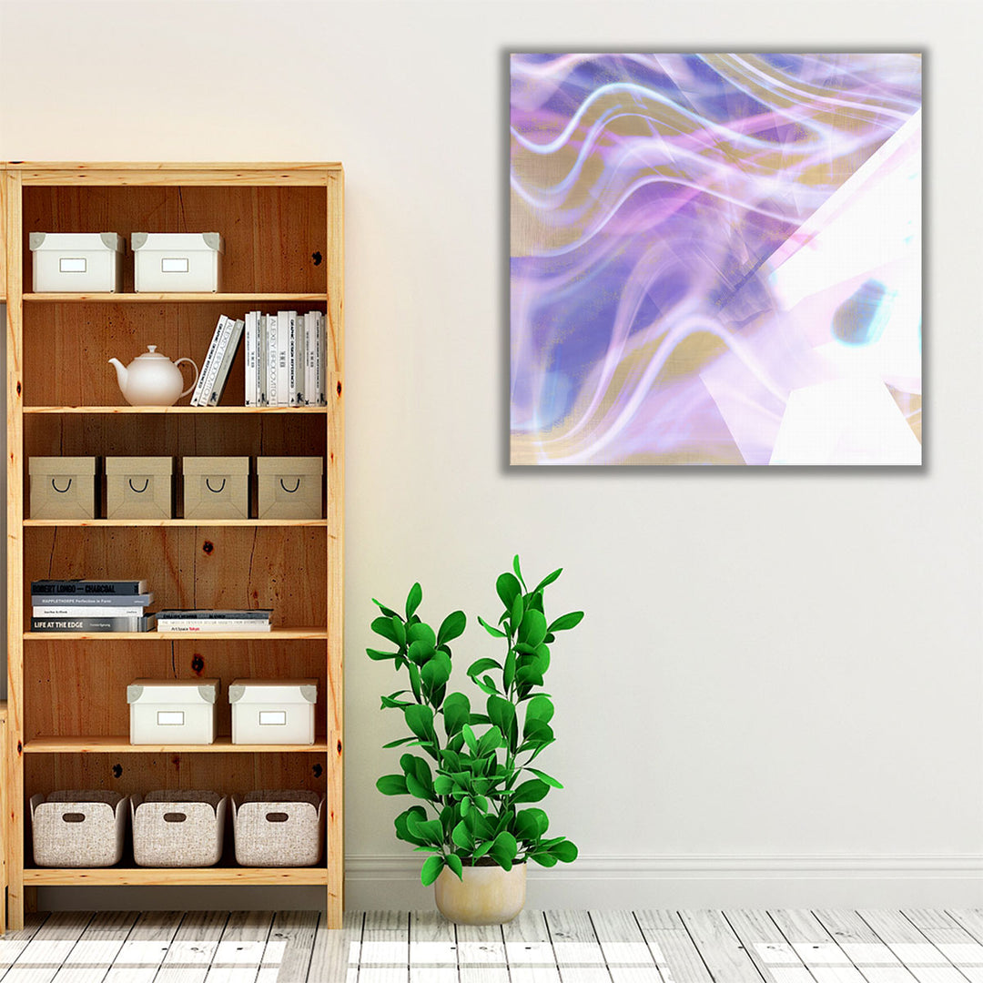 White framed purple abstract wall decor