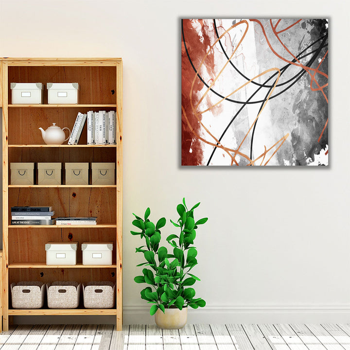 Living room canvas art brown and black lines