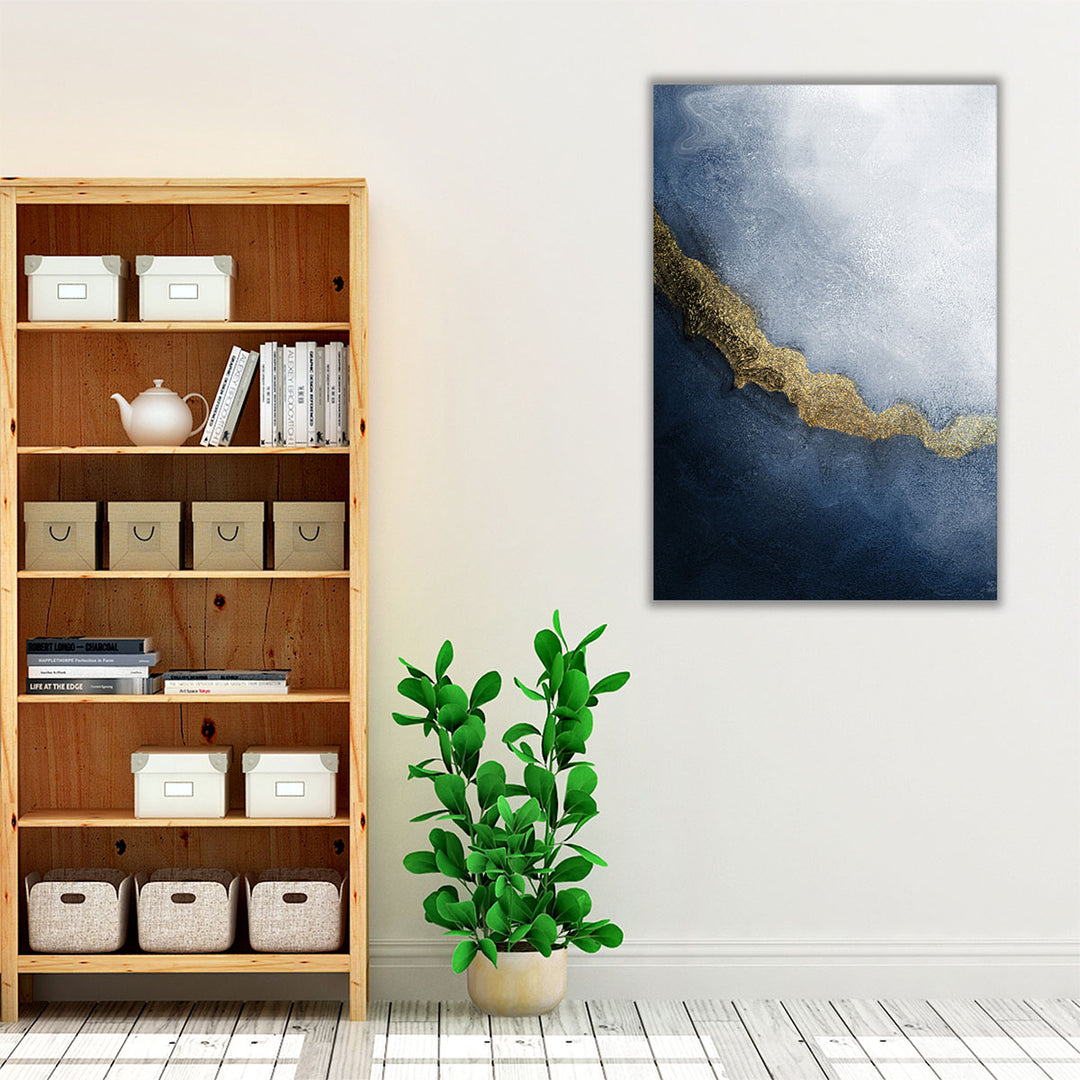 espresso framed canvas blue accent art