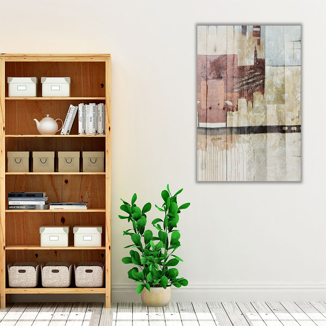 Beige red artwork for hallway decor