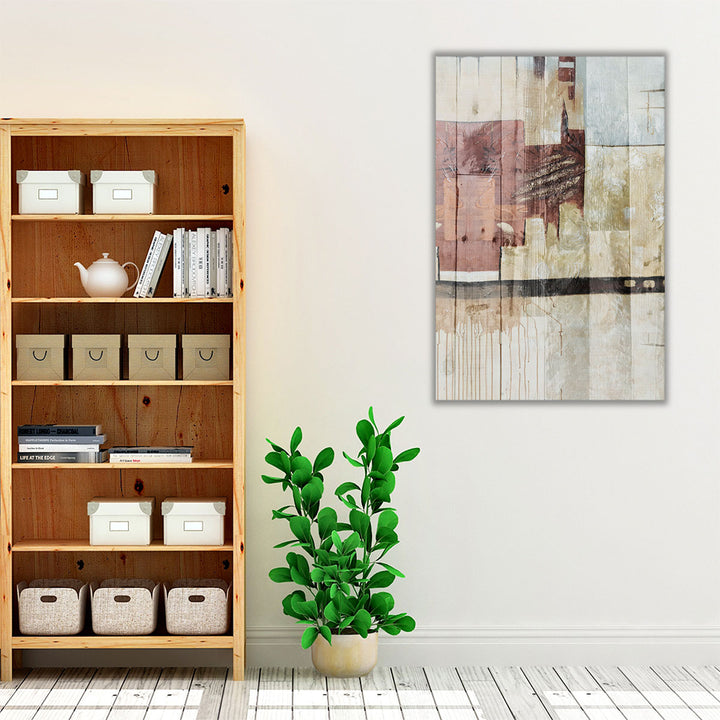 Beige red artwork for hallway decor