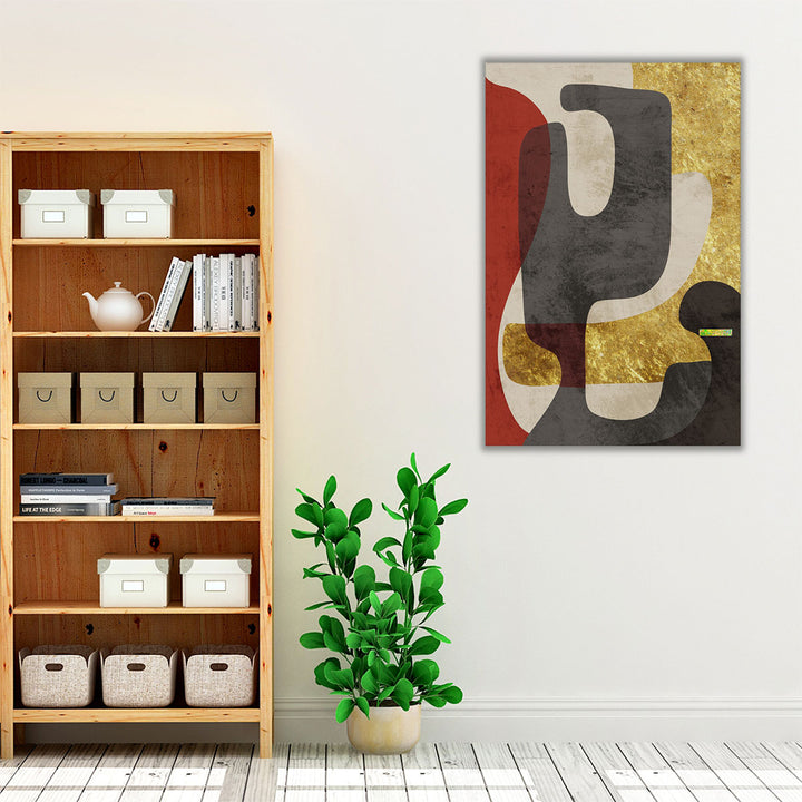 Living room large canvas black red design