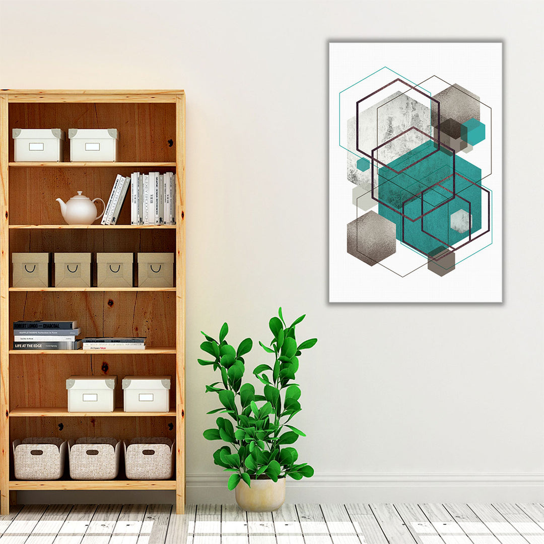 Beige Mint Geometric 2 - Canvas Print Wall Art