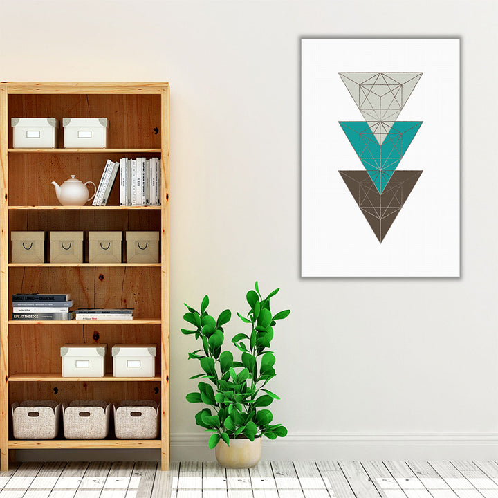 Beige Mint Geometric 3 - Canvas Print Wall Art
