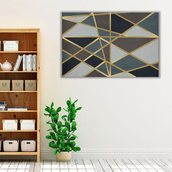 Neutral corridor wall art black gold contrast