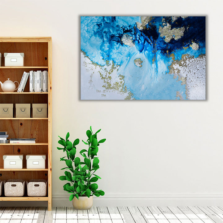 Blue and white artwork for hallway décor
