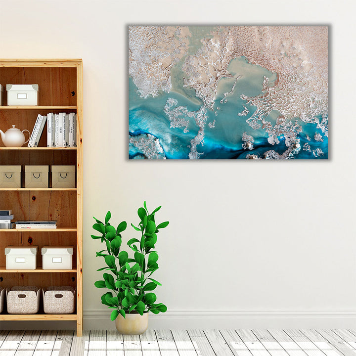 neutral coastal abstract art wrapped canvas