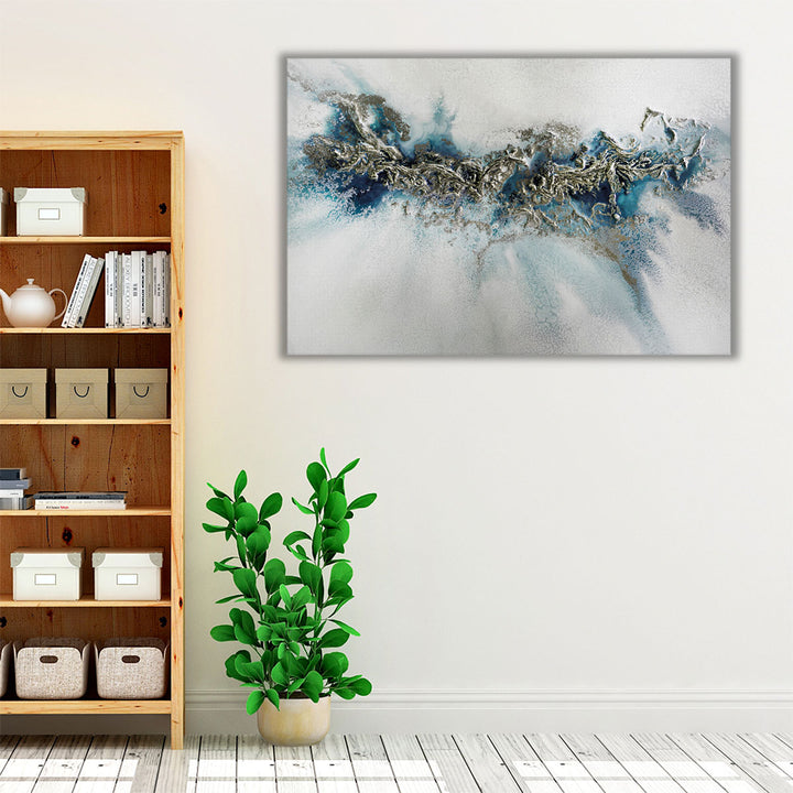 Living room canvas with textured artwork