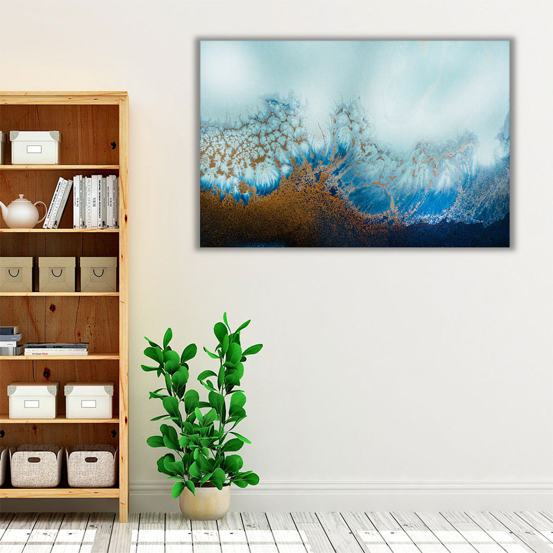 Office wall art blue neutral coastal design