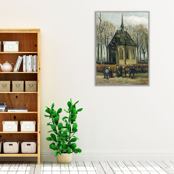 Congregation Leaving the Reformed Church in Nuenen, 1884 - Canvas Print Wall Art