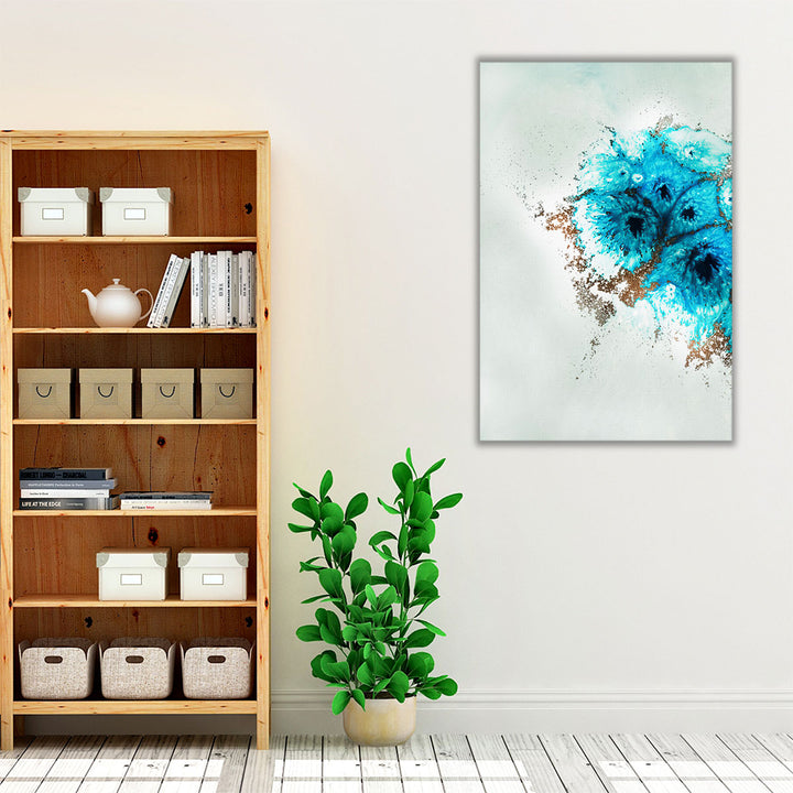 Blue abstract art for hallway spaces