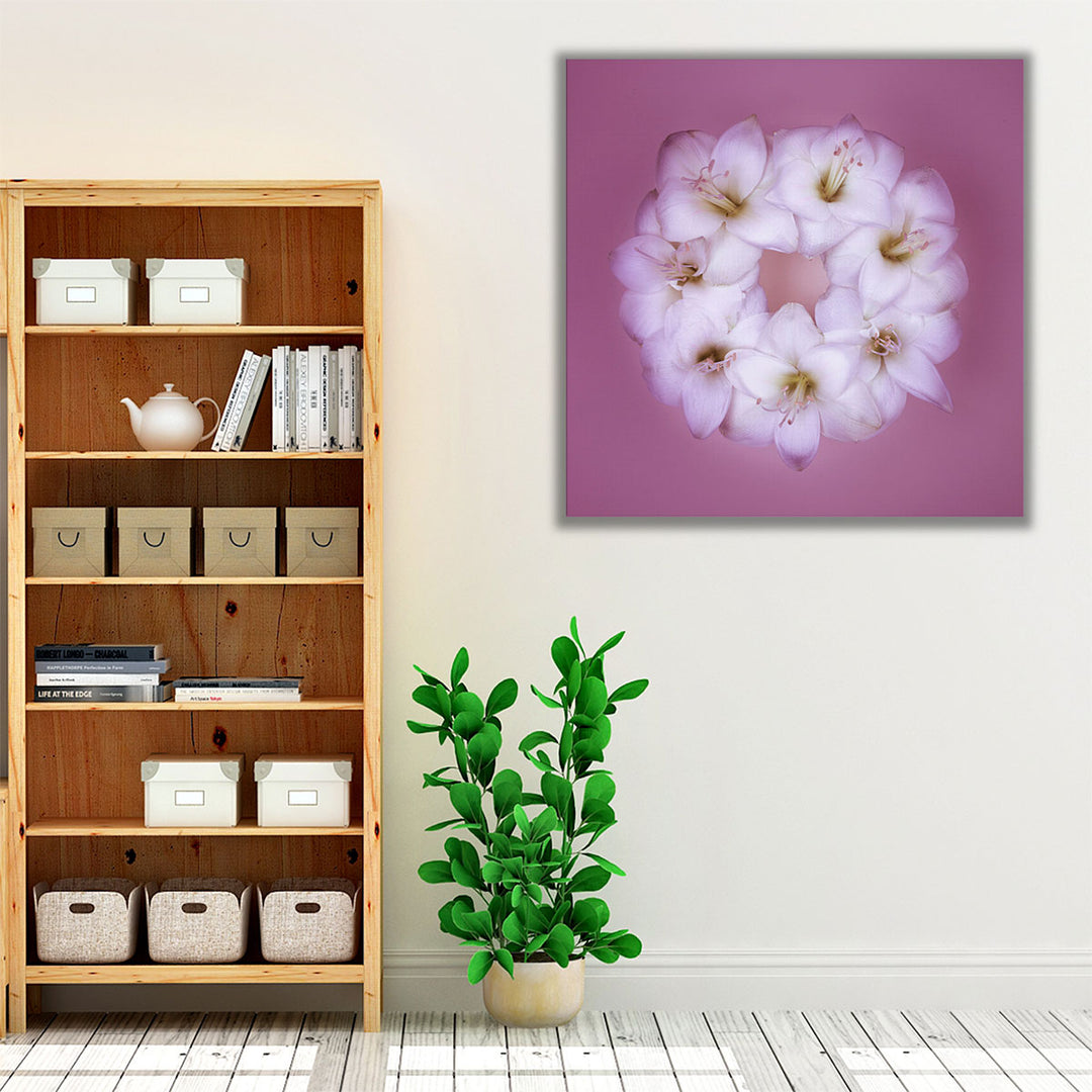 Amaryllis Flower Wreath 2 - Canvas Print Wall Art