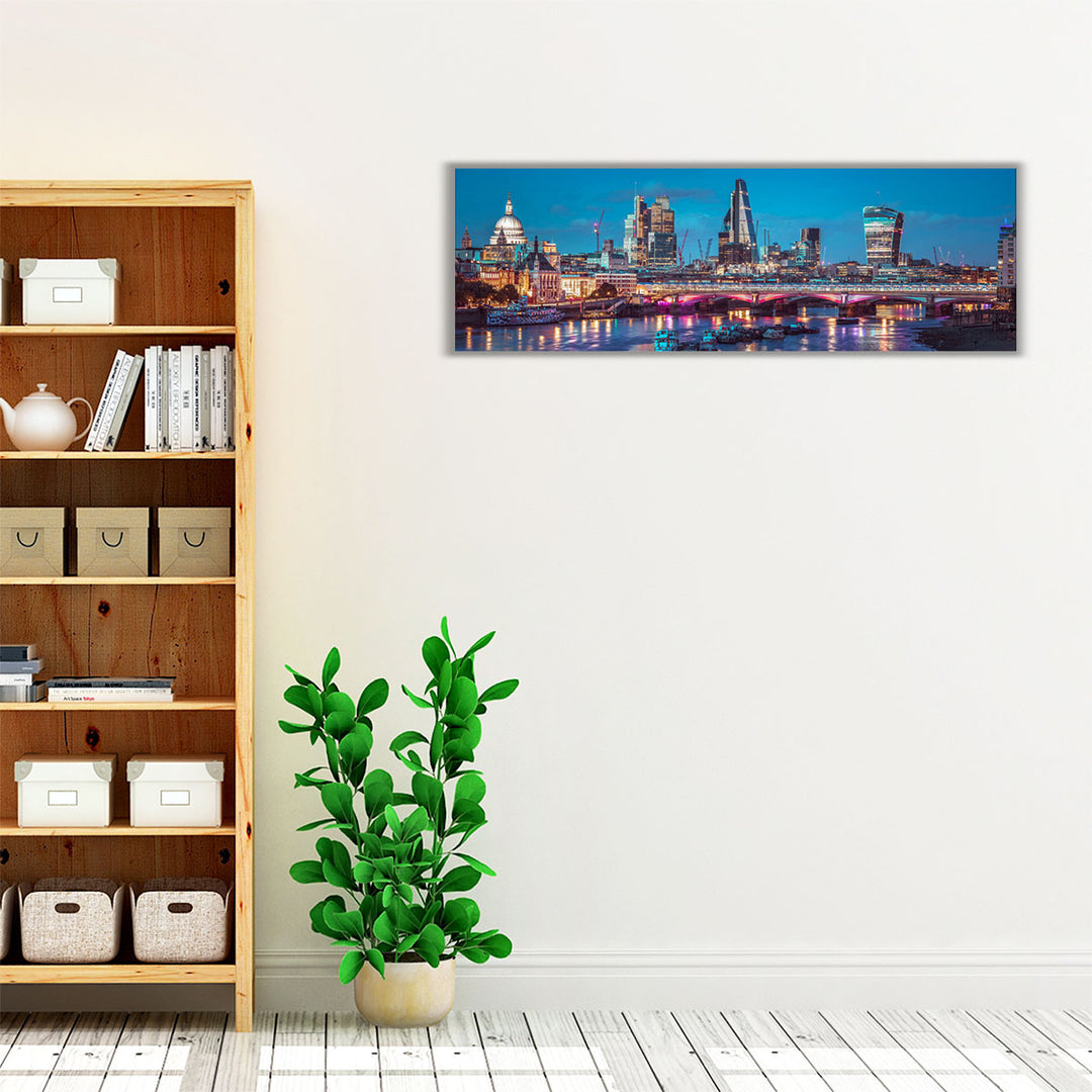 Evening View of Blackfriars Bridge over River Thames 1 - Canvas Print Wall Art