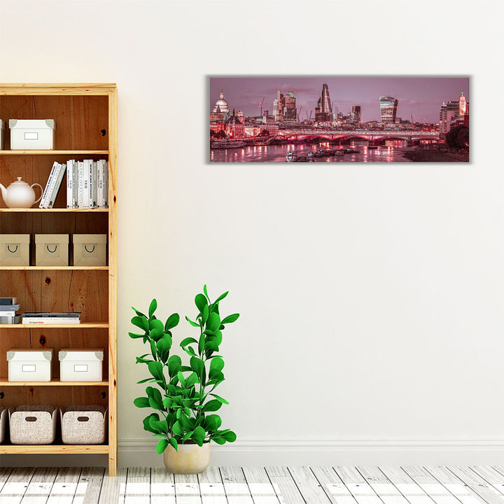 Evening View of Blackfriars Bridge over River Thames 2 - Canvas Print Wall Art
