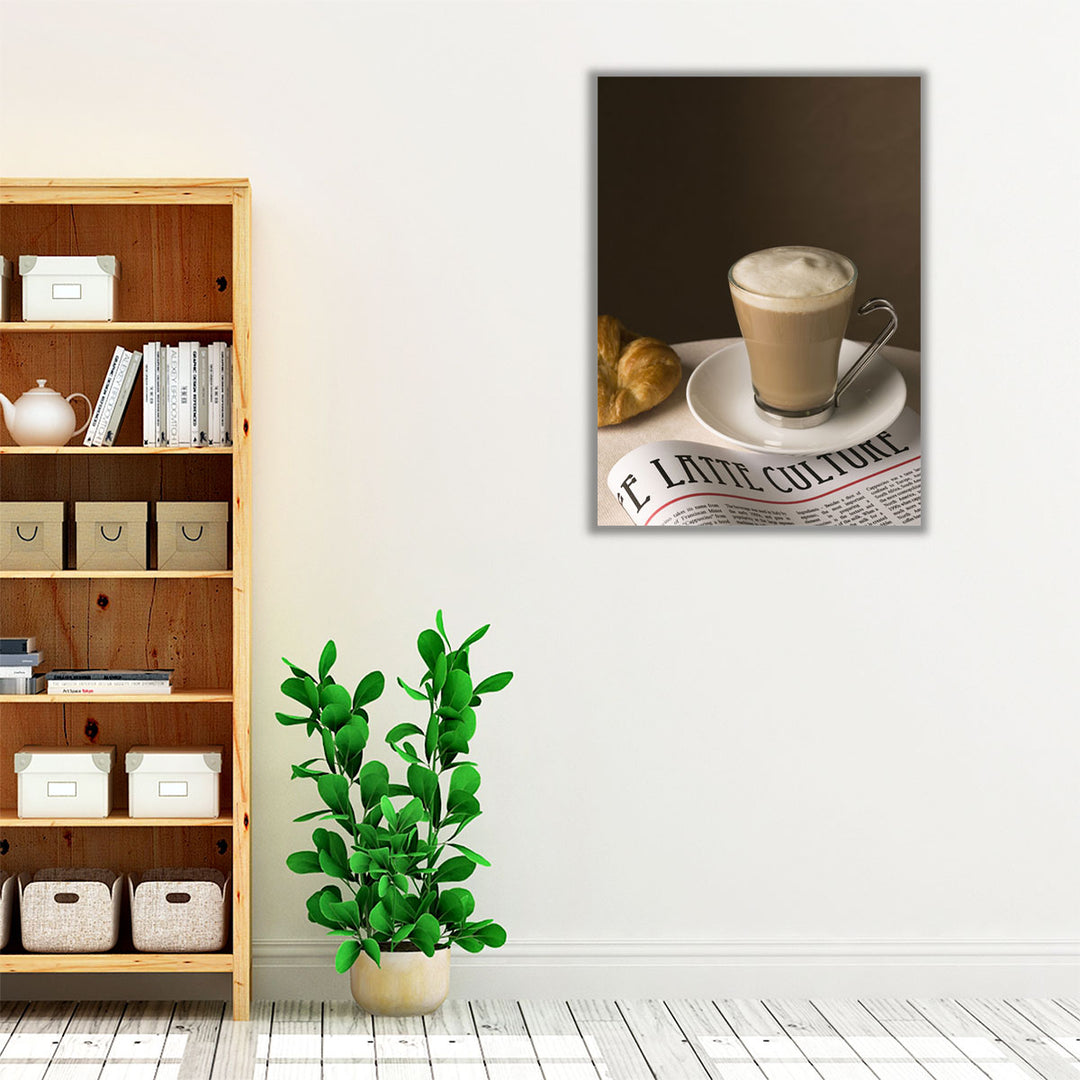 neutral dining art – glass cup and press illustration