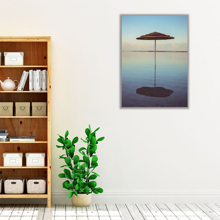 Parasol On The Beach Of Dead Sea, Israel - Canvas Print Wall Art