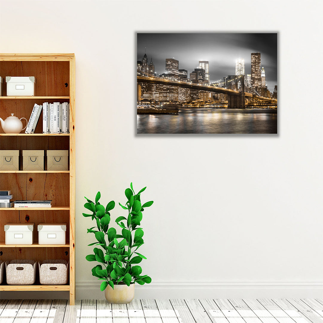 Brooklyn Bridge In Evening, New York - Canvas Print Wall Art