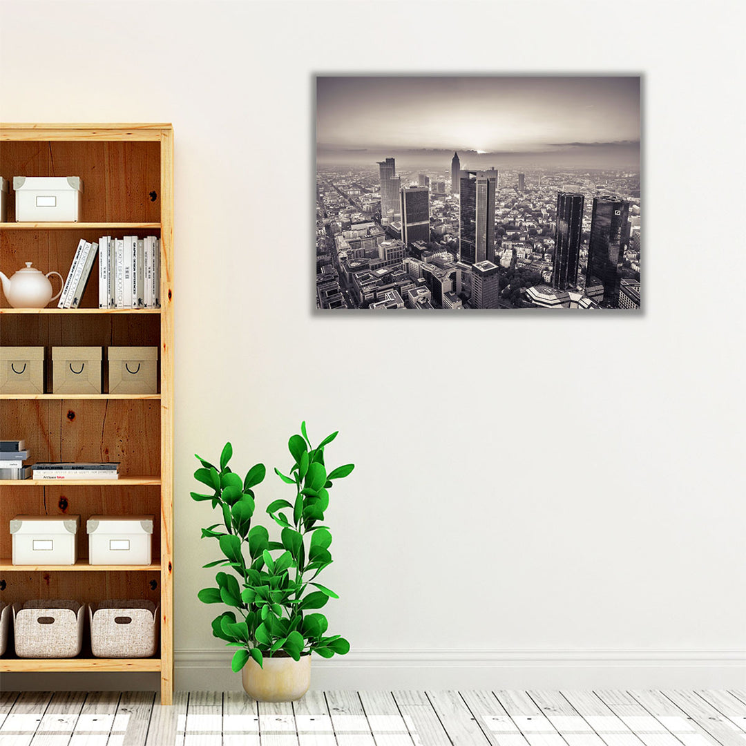City Skyline At Dusk, Frankfurt, Germany 1 - Canvas Print Wall Art