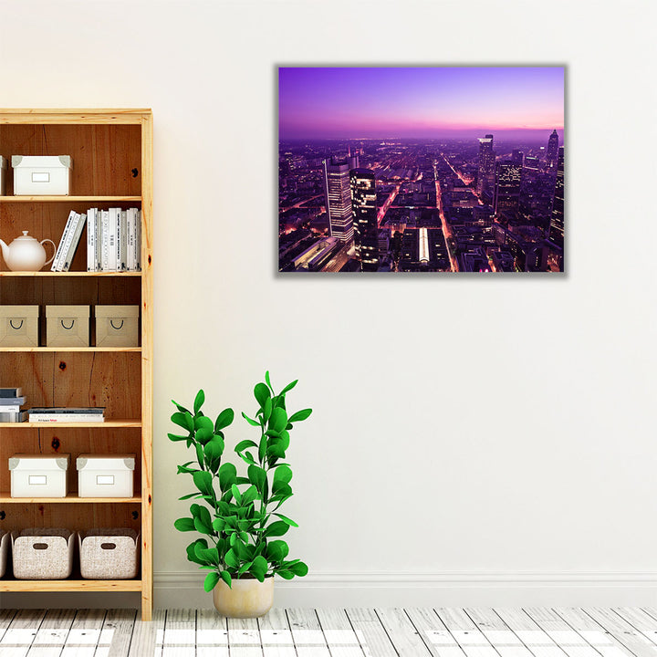 City Skyline At Dusk, Frankfurt, Germany 2 - Canvas Print Wall Art