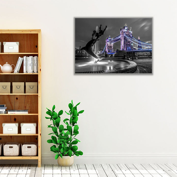 Fountain Next To Tower Bridge, London - Canvas Print Wall Art
