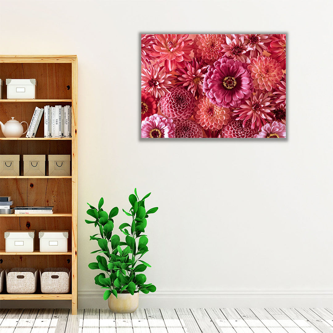 Full Frame Of Mixed Flowers 2 - Canvas Print Wall Art