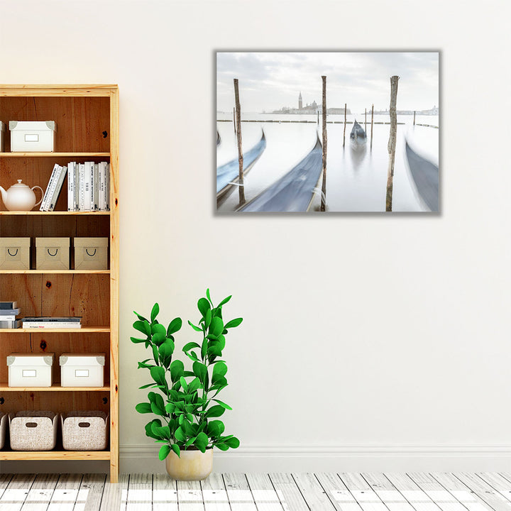 Gondolas In Lagoon, Venice, Italy - Canvas Print Wall Art