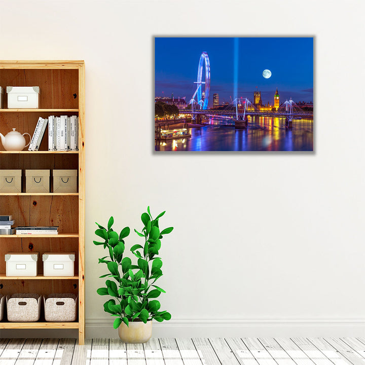 London Eye, Golden Jubilee Bridge And Westminster, London 1 - Canvas Print Wall Art