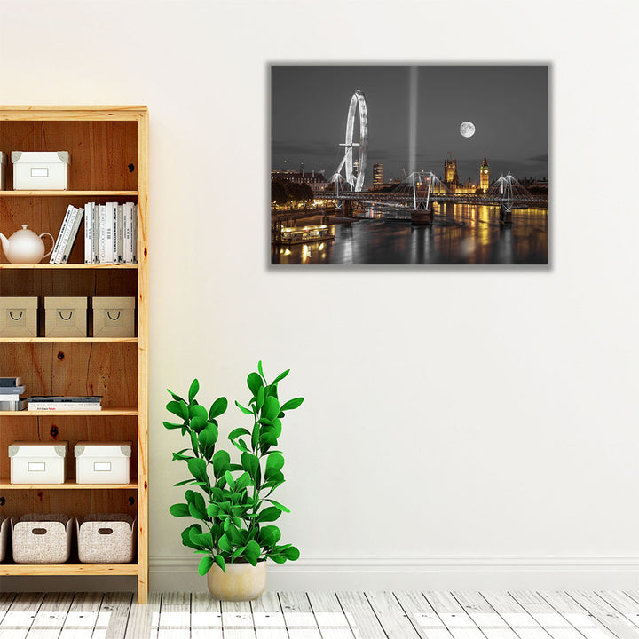 London Eye, Golden Jubilee Bridge And Westminster, London 2 - Canvas Print Wall Art