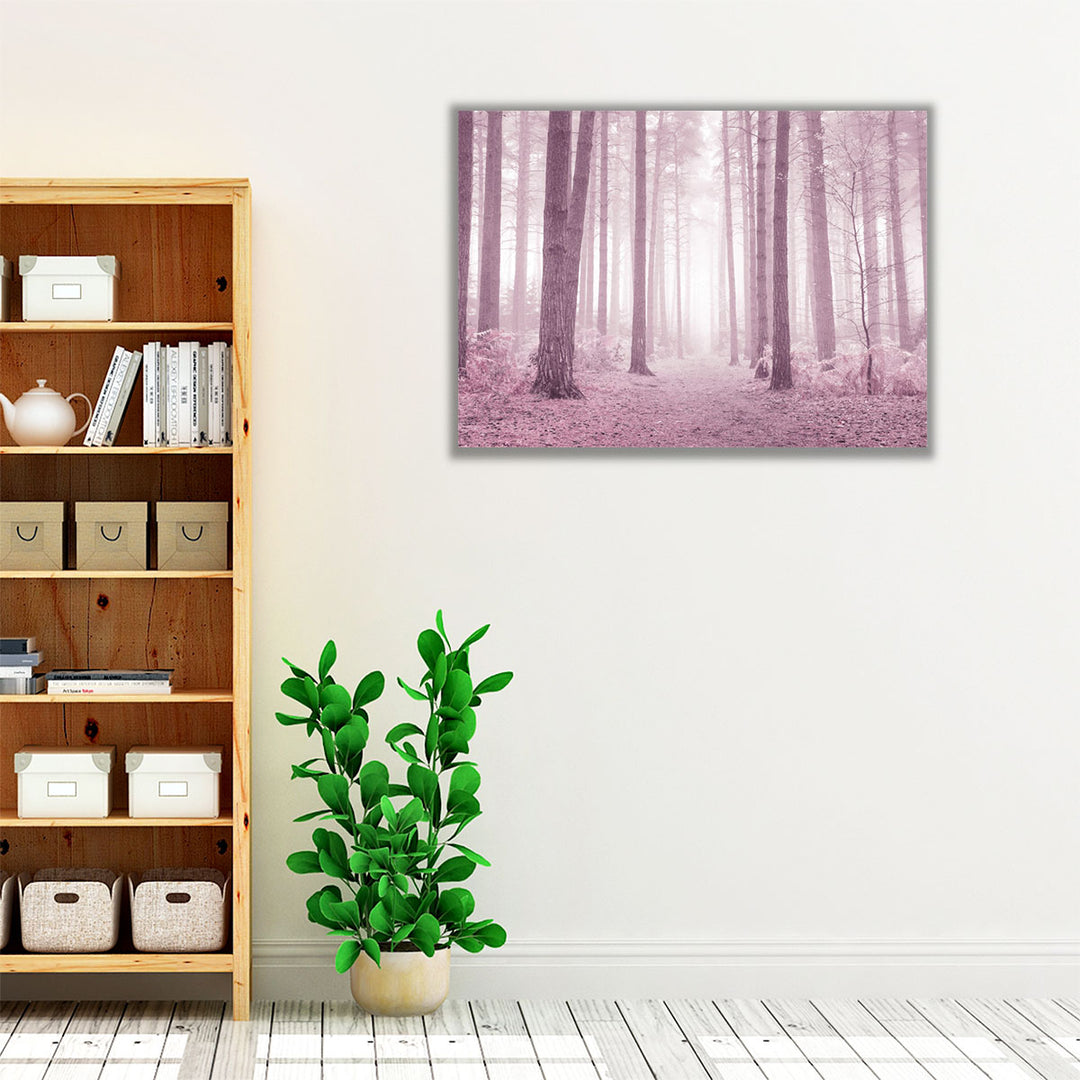 Peaceful landscape photo art with woodland view