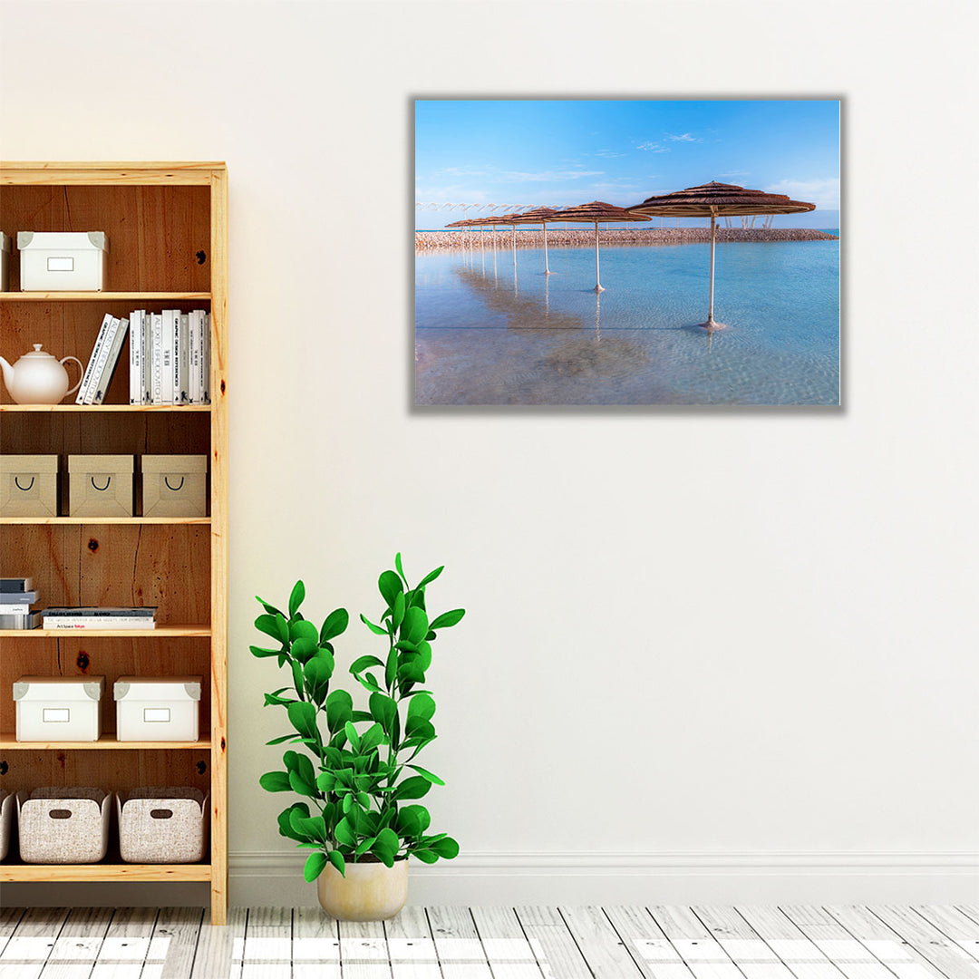 Parasol On Dead Sea, Israel - Canvas Print Wall Art
