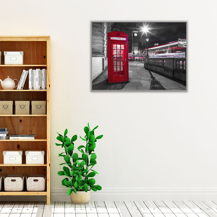 Telephone Box With Big Ben, London - Canvas Print Wall Art