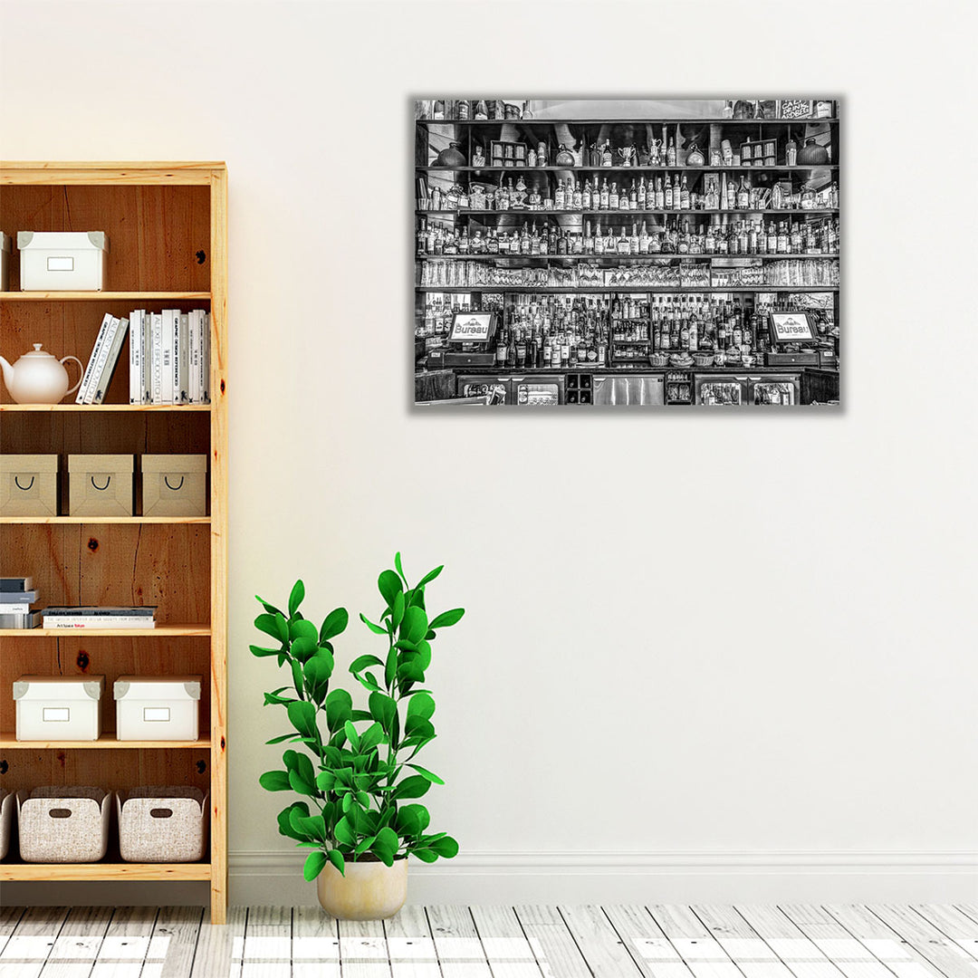 Interior of a Bar in Birmingham, UK Black and White - Canvas Print Wall Art