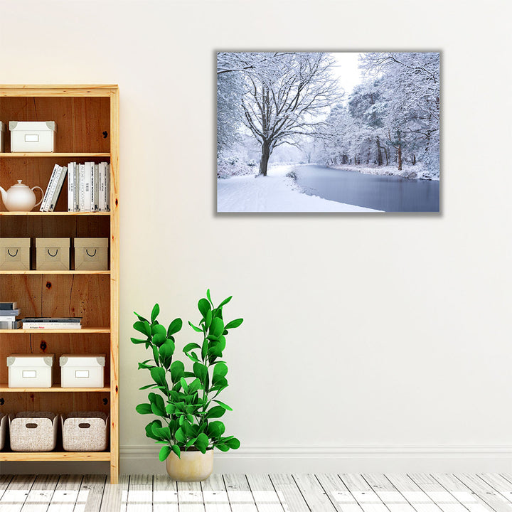 Canal on a Snowy Day - Canvas Print Wall Art