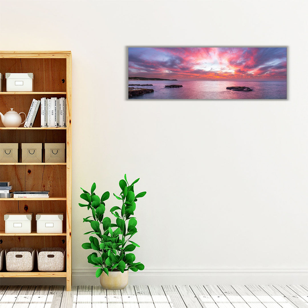 Tranquil Beach with Dramatic Sky - Canvas Print Wall Art
