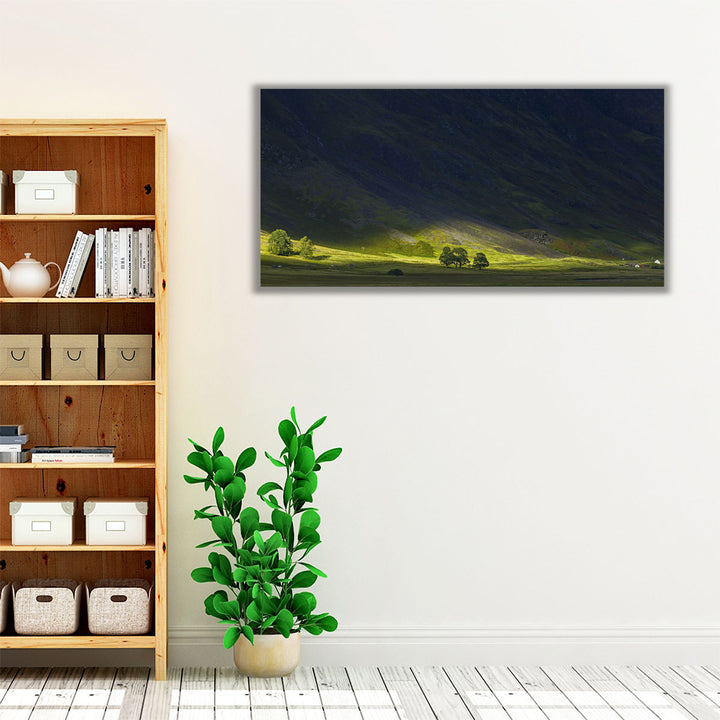 Natural valley art with green and black tones