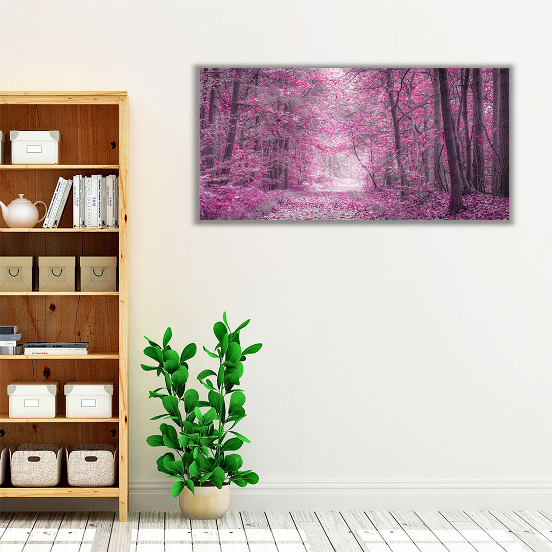 Pathway through Autumn Forest - Canvas Print Wall Art