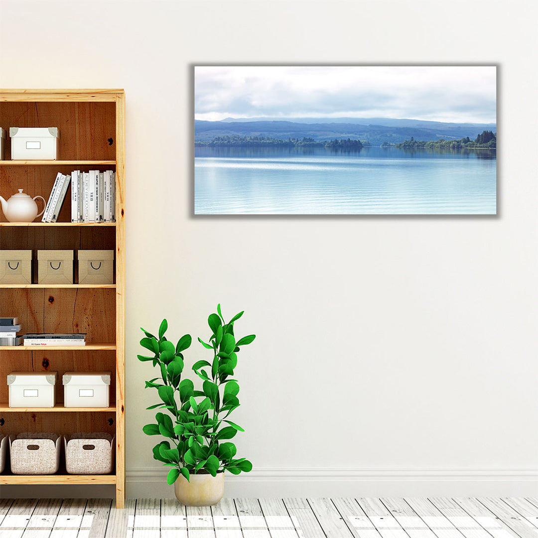 Nature photography print with blue and white hues