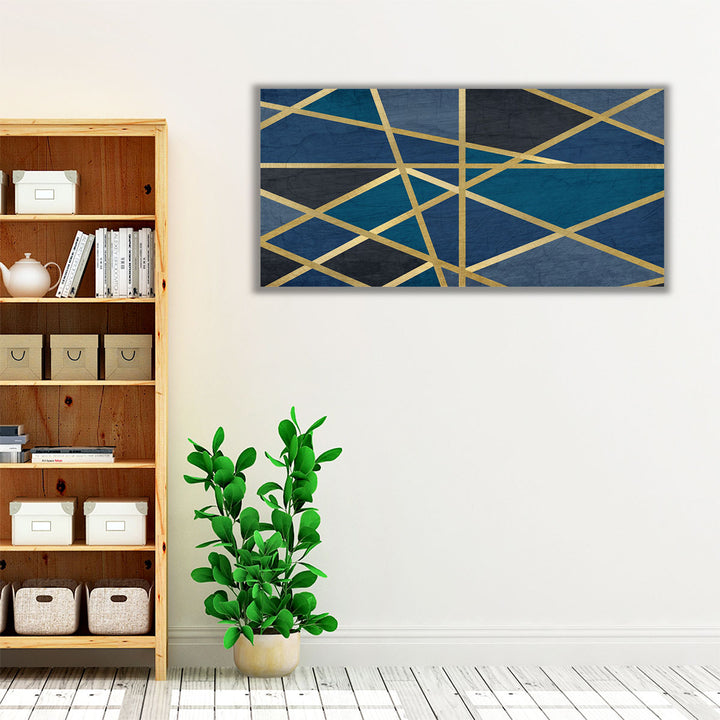 Gold and Blue Maze - Canvas Print Wall Art