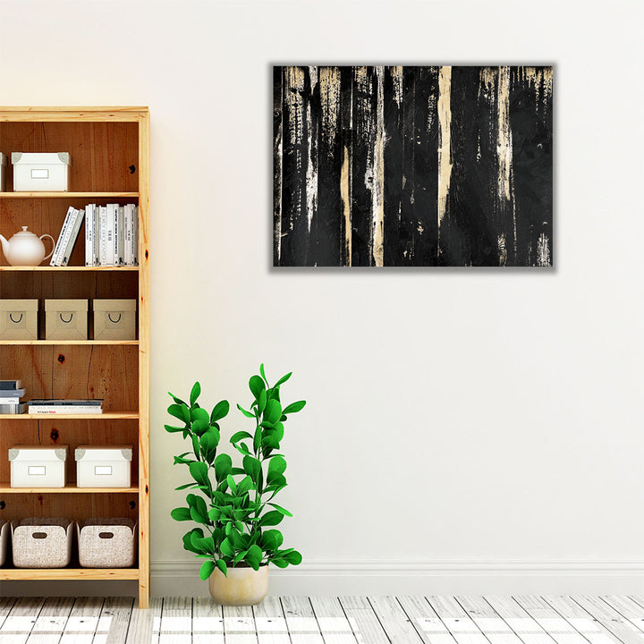 Gold Streaks Black and White - Canvas Print Wall Art