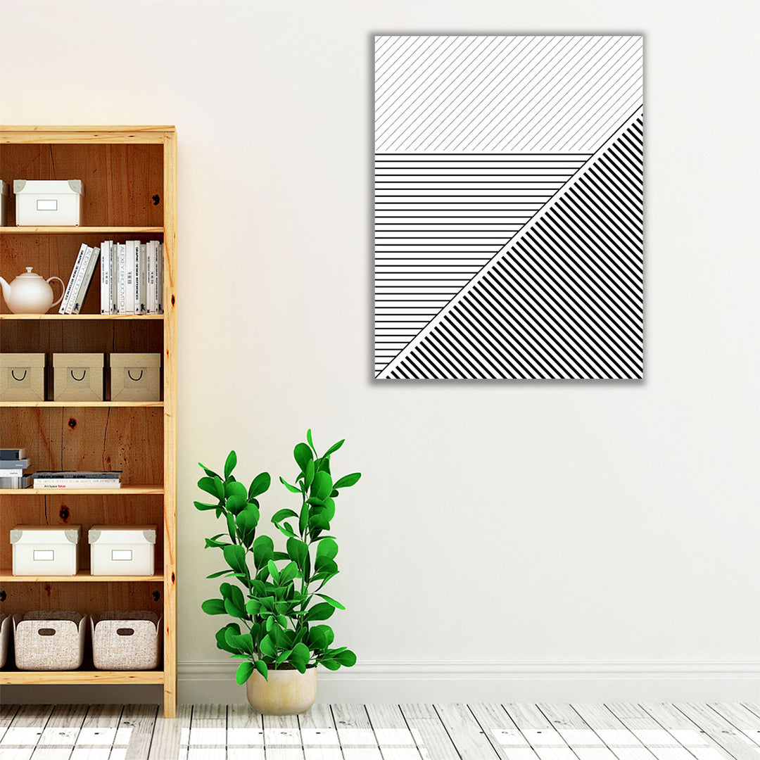 Geo Lines 2 Black and White - Canvas Print Wall Art