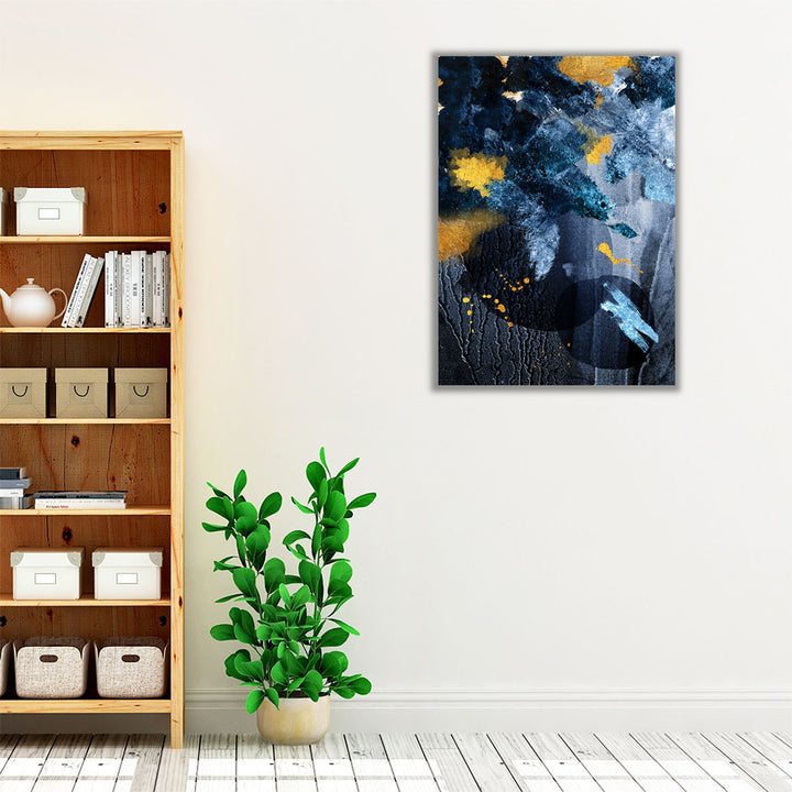 Abstract Blue and Gold - Canvas Print Wall Art